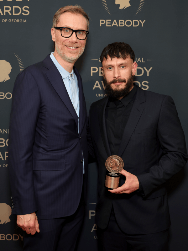 Presenter Stephen Merchant and Richard Gadd (Baby Reindeer)